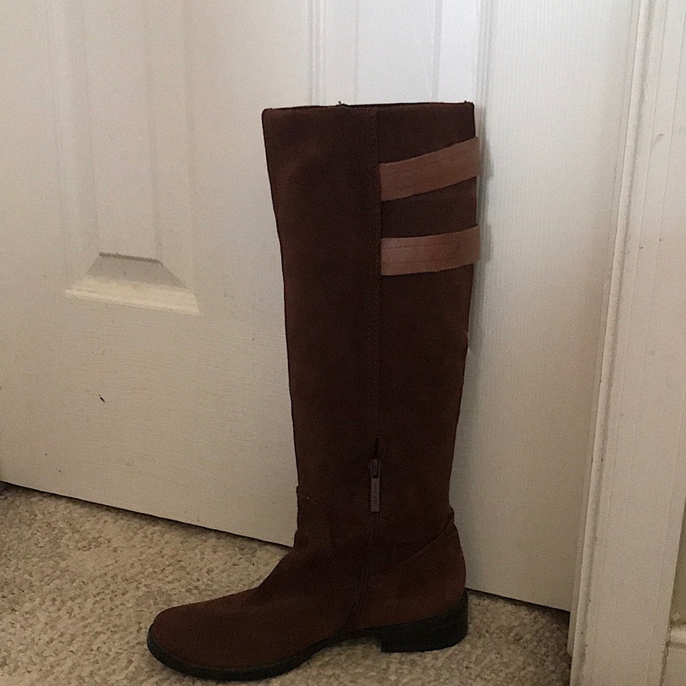 Like new Nine West boots. Brown suede with cute buckles and low heel.
